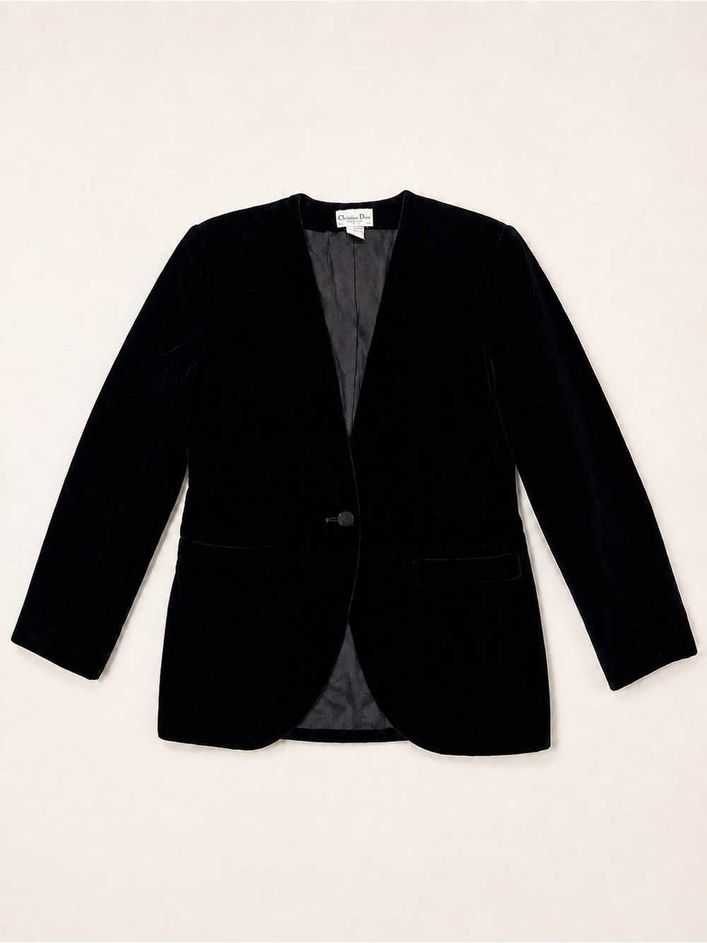 Dior Black Velvet Single-Button Tailored Blazer